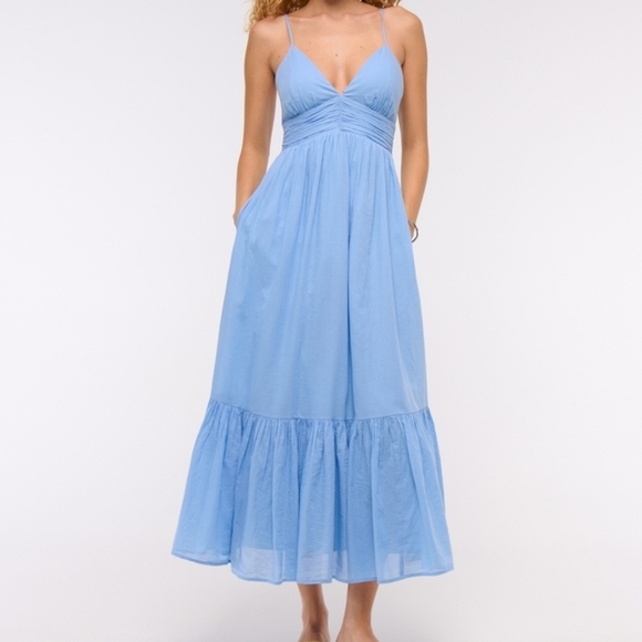 NWT Abercombie & Fitch Bra-Free Flowy Tie-Back Maxi Dress - Picture 2 of 8